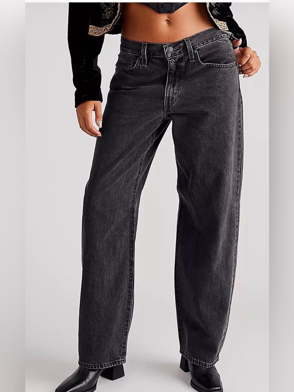 New Levi's Premium Baggy Dad Jeans Shrink Up Black